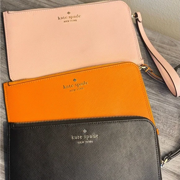 kate spade Trio Zip Wristlet Set — Blush, Orange, Black - Picture 1 of 2